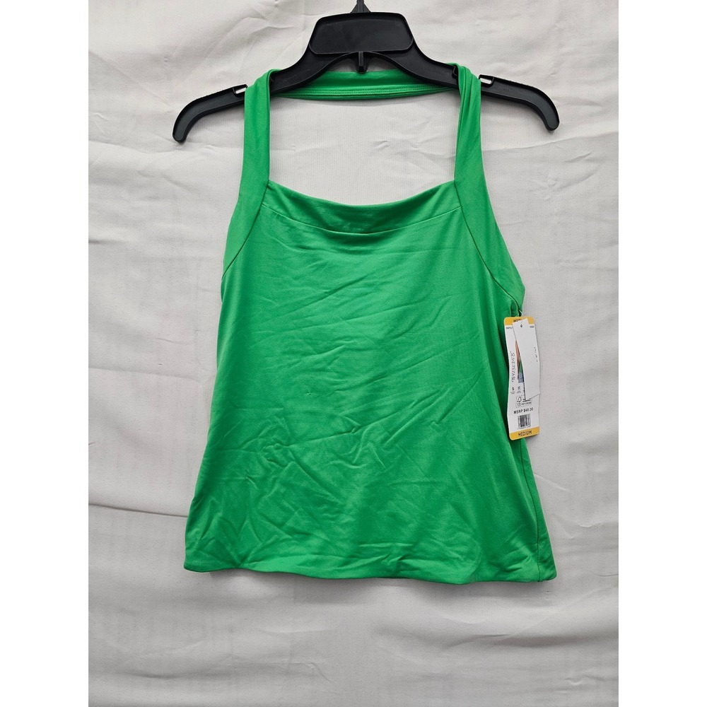 Edited by Remi Bader Green Halter Top Cowl Back Square Neck Womens Medium
